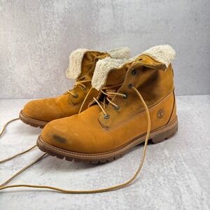 Timberland Women's 11 Warm-Lined Waterproof Roll-Top Wheat Nubuck Boots
